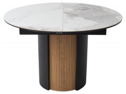 Стол БАТИСТ 115 без подсветки PANDORA LIGHT, керамика / ДУБ АМЕРИКАНСКИЙ, ЧЕРНЫЙ каркас М-City