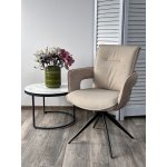 Стул KINNET 360 град. поворот.  MOHAIR-110 / CASTEL-15 Бежевый,ткань/ Тем.-серый каркас, ®DISAUR