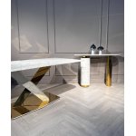 Стол обеденный Интерно Гранд MC3042-200WH, 200х100х75 см, белый мрамор/золото