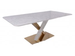 Стол обеденный Интерно Гранд MC3042-200WH, 200х100х75 см, белый мрамор/золото