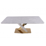 Стол обеденный Интерно Гранд MC3042-200WH, 200х100х75 см, белый мрамор/золото