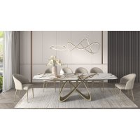 Стол PALACIO 180  KL-188 Контрастный мрамор матовый, итальянская керамика/ Шампань, ®DISAUR