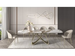 Стол PALACIO 180  KL-188 Контрастный мрамор матовый, итальянская керамика/ Шампань, ®DISAUR