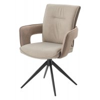 Стул KINNET 360 град. поворот.  MOHAIR-110 / CASTEL-15 Бежевый,ткань/ Тем.-серый каркас, ®DISAUR