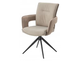 Стул KINNET 360 град. поворот.  MOHAIR-110 / CASTEL-15 Бежевый,ткань/ Тем.-серый каркас, ®DISAUR