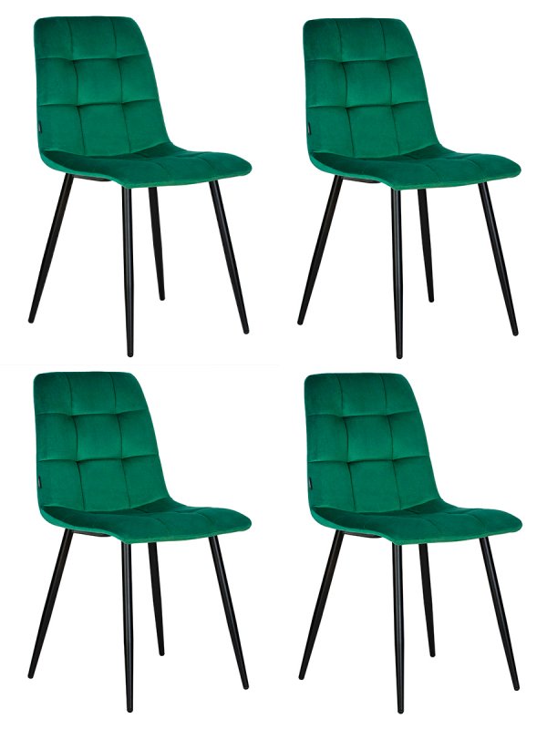 Набор 4 шт Стул обеденный DOBRIN CHILLY, Темно-зеленый Holland 30, основание черное