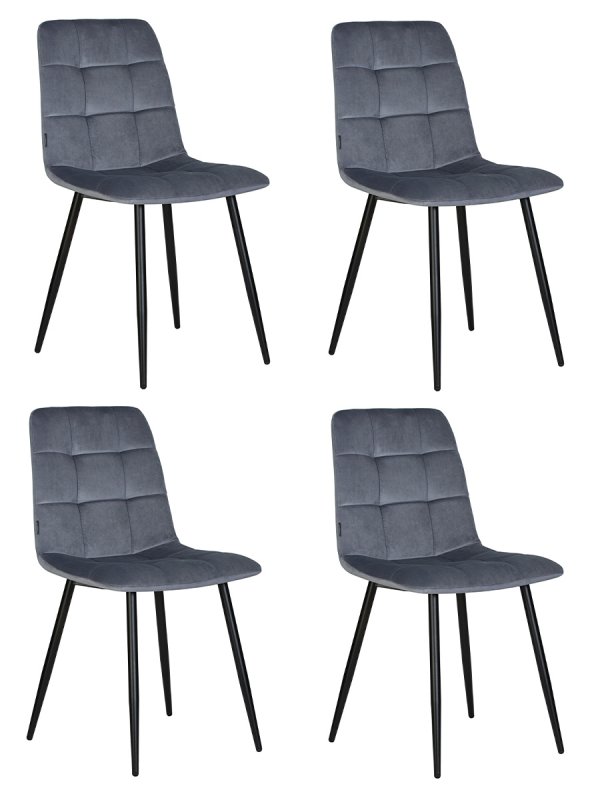 Набор 4 шт Стул обеденный DOBRIN CHILLY, Серо-голубой Holland 14, основание черное