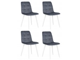 Набор 4 шт Стул обеденный DOBRIN CHILLY, Серо-голубой Holland 14, основание белое