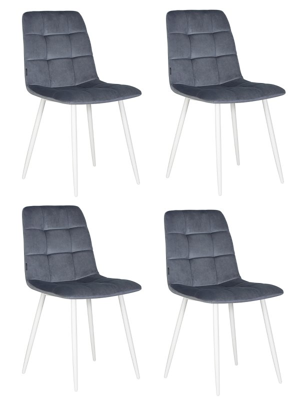 Набор 4 шт Стул обеденный DOBRIN CHILLY, Серо-голубой Holland 14, основание белое