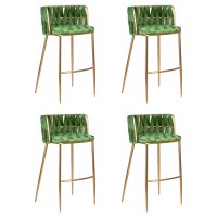 Набор 4 шт Стул барный DOBRIN EMMA GOLD, зеленый велюр (VF-08)