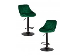 Набор 2 шт Стул барный DOBRIN LOGAN BLACK, зеленый велюр (MJ9-88)