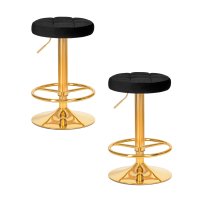 Набор 2 шт Табурет барный DOBRIN BRUNO GOLD, черный велюр (MJ9-101)