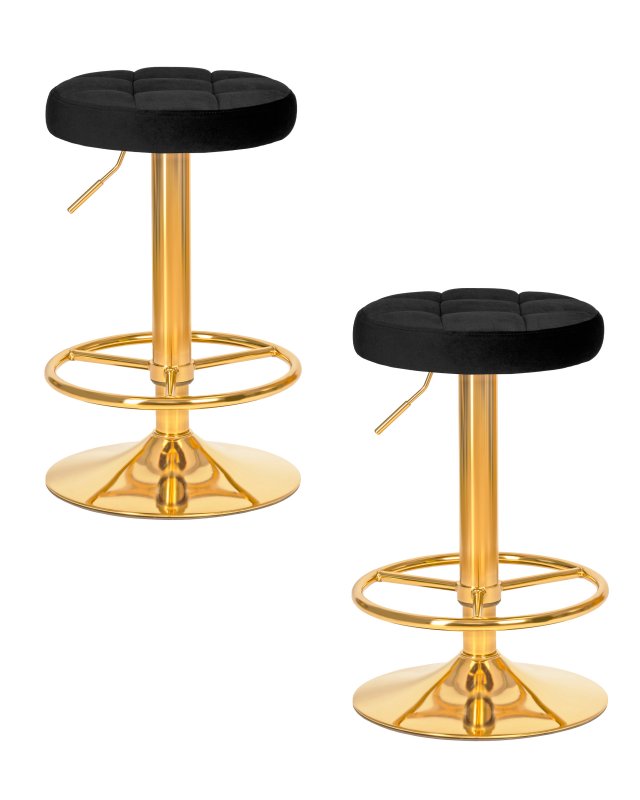 Набор 2 шт Табурет барный DOBRIN BRUNO GOLD, черный велюр (MJ9-101) Набор 2 шт Табурет барный DOBRIN BRUNO GOLD, черный велюр (MJ9-101)