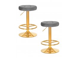 Набор 2 шт Табурет барный DOBRIN BRUNO GOLD, серый велюр (MJ9-75)