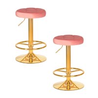Набор 2 шт Табурет барный DOBRIN BRUNO GOLD, пудрово-розовый велюр (MJ9-32)