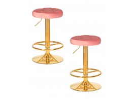 Набор 2 шт Табурет барный DOBRIN BRUNO GOLD, пудрово-розовый велюр (MJ9-32)