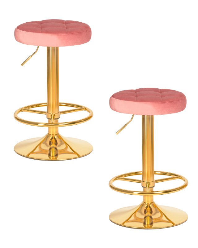 Набор 2 шт Табурет барный DOBRIN BRUNO GOLD, пудрово-розовый велюр (MJ9-32)