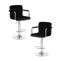 Набор 2 шт Стул барный DOBRIN KRUGER ARM, черный велюр (MJ9-101)