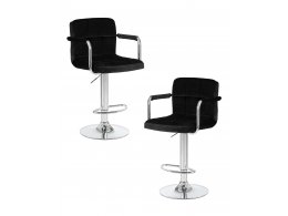 Набор 2 шт Стул барный DOBRIN KRUGER ARM, черный велюр (MJ9-101)