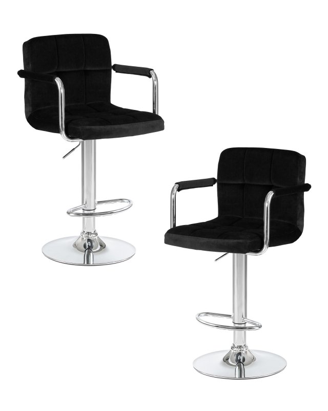Набор 2 шт Стул барный DOBRIN KRUGER ARM, черный велюр (MJ9-101)
