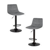 Набор 2 шт Стул барный DOBRIN TAILOR BLACK, серый велюр (MJ9-75)