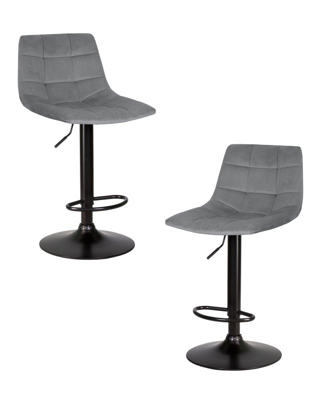 Набор 2 шт Стул барный DOBRIN TAILOR BLACK, серый велюр (MJ9-75)