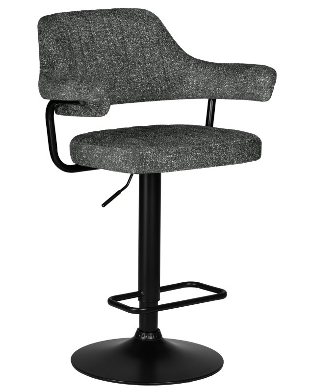Стул барный DOBRIN CHARLY BLACK, серый твид (LEO11)