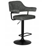Стул барный DOBRIN CHARLY BLACK, серый твид (LEO11)
