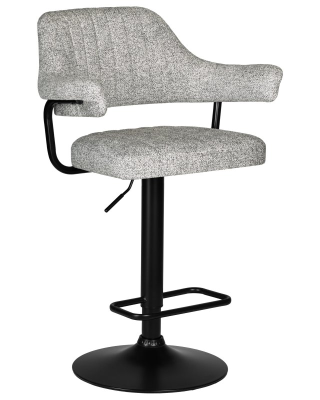 Стул барный DOBRIN CHARLY BLACK, светло-серый твид (LEO04)