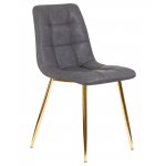 Стул обеденный DOBRIN ALEX, золотые ножки, серая антрацитовая винтажная экокожа (RU-08)
