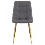 Стул обеденный DOBRIN ALEX, золотые ножки, серая антрацитовая винтажная экокожа (RU-08)