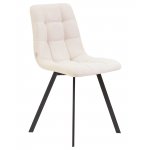 Стул обеденный DOBRIN ALEX SQUARE, черные матовые ножки, кремовая ткань (UF860-01B)