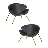 Набор 2 шт Кресло дизайнерское DOBRIN EMILY, черный винил YP16, золотое основания