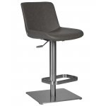 Стул барный DOBRIN ALDO, серый PU YP4, основание из нержавеющей стали