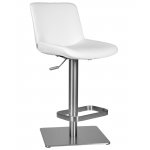 Стул барный DOBRIN ALDO, белый PU P23, основание из нержавеющей стали