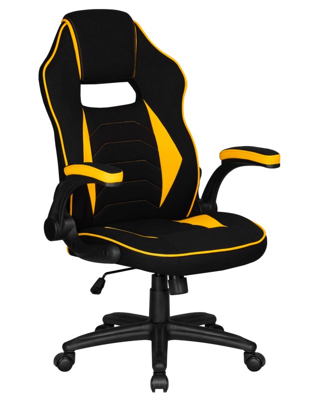 Кресло игровое DOBRIN RICK, черно-желтая ткань