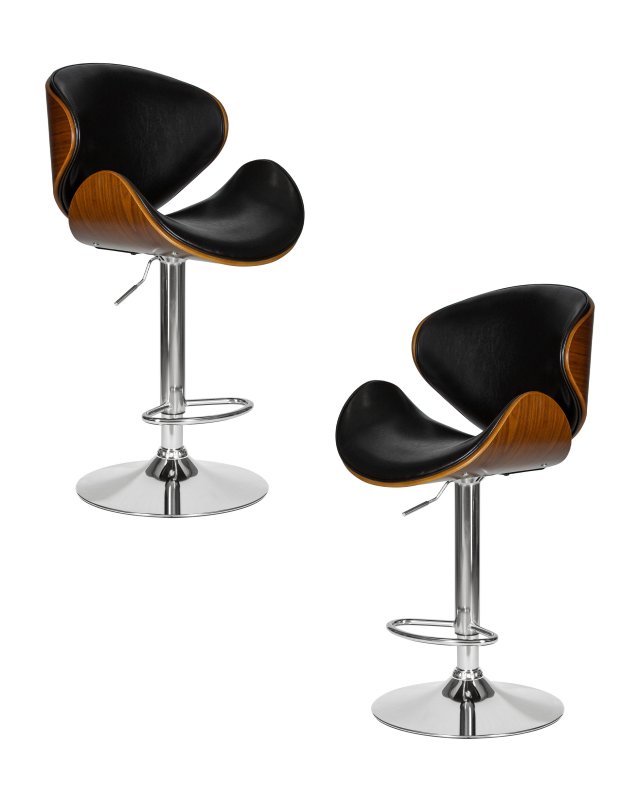 Набор 2 шт Стул барный DOBRIN JACK, цвет черный глянец PU ABD 002