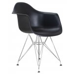 Стул обеденный DOBRIN DAW CHROME, ножки хром, цвет сиденья чёрный