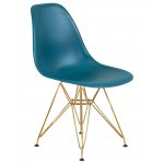 Стул обеденный DOBRIN DSR, ножки золотые, цвет морской волны (G-05)