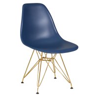 Стул обеденный DOBRIN DSR, ножки золотые, цвет тёмно-синий (BE-12)