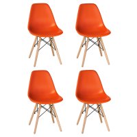 Набор 4 шт Стул обеденный DOBRIN DSW, ножки светлый бук, цвет оранжевый (O-02)