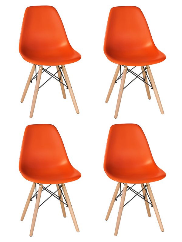 Набор 4 шт Стул обеденный DOBRIN DSW, ножки светлый бук, цвет оранжевый (O-02)
