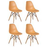 Набор 4 шт Стул обеденный DOBRIN DSW, ножки светлый бук, цвет персиковый (NX-Y-06)