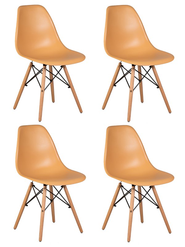 Набор 4 шт Стул обеденный DOBRIN DSW, ножки светлый бук, цвет персиковый (NX-Y-06)