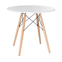 Стол обеденный DOBRIN CHELSEA`80, ножки светлый бук, столешница белая