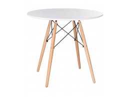 Стол обеденный DOBRIN CHELSEA`80, ножки светлый бук, столешница белая