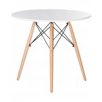 Стол обеденный DOBRIN CHELSEA`80, ножки светлый бук, столешница белая