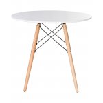 Стол обеденный DOBRIN CHELSEA`80, ножки светлый бук, столешница белая