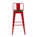 Стул барный TOLIX со спинкой красный глянцевый + темное дерево KD 4 шт.