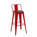 Стул барный TOLIX со спинкой красный глянцевый + темное дерево KD 4 шт.